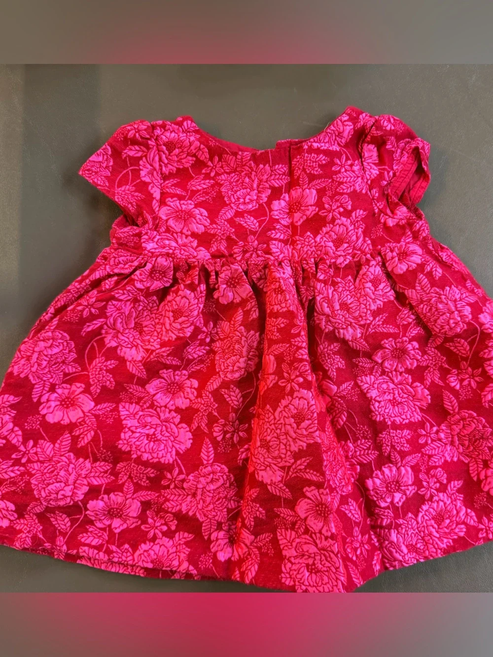 GAP Girls Floral Cap-Sleeve Dress in Bright Pink and Fuchsia